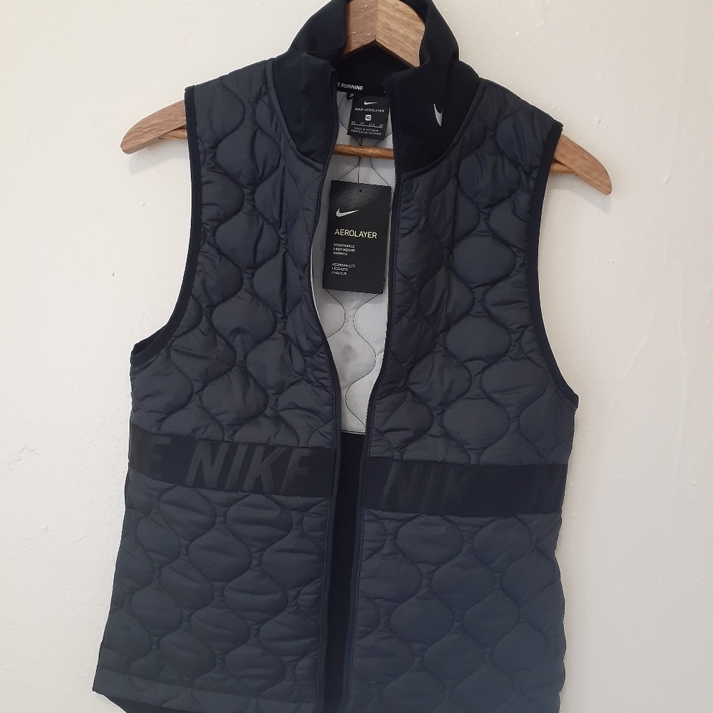 NIKE WOMENS RUNNING VEST BLACK PUFFER JACKET XS